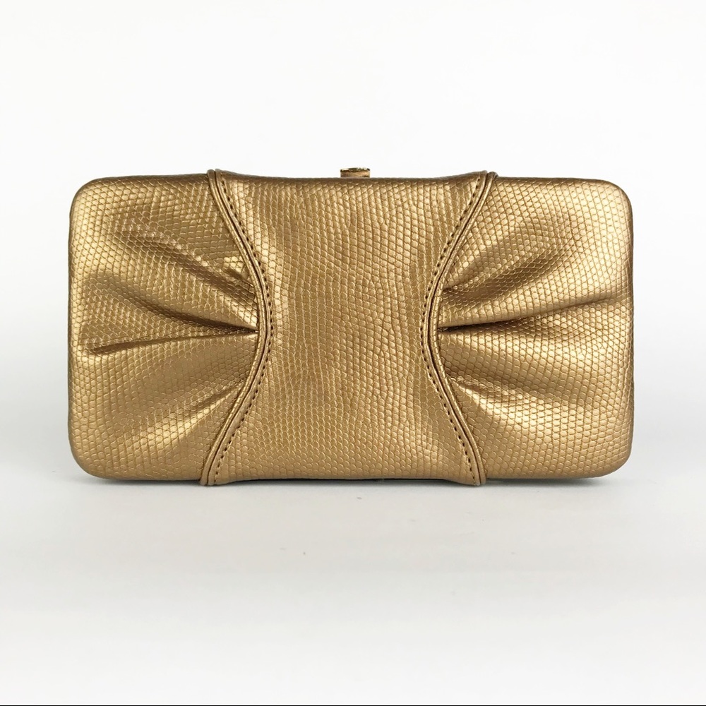 Liz Claiborne Metallic Bronze Tufted Chain Clutch